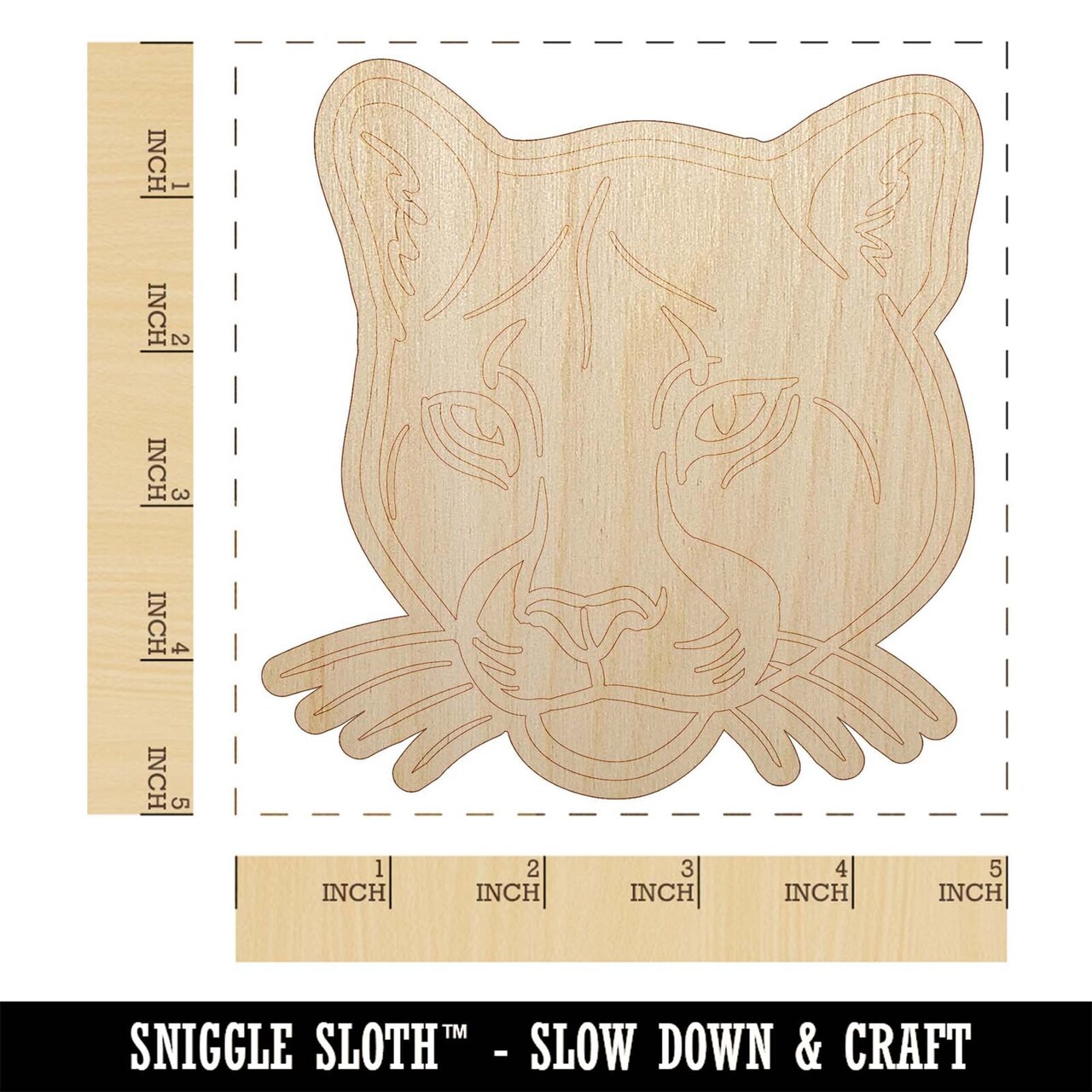Cougar Head Mountain Lion Puma Unfinished Wood Shape Piece Cutout for DIY Craft Projects